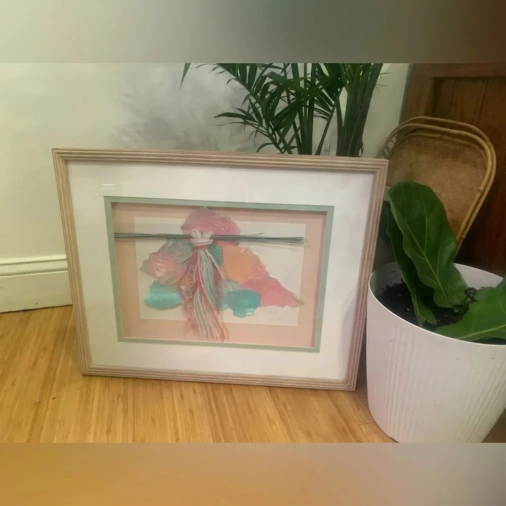 Art Paper Gomez 1989 Signed Matted and Shadow Box Framed 17 X 21" Vintage Pastel